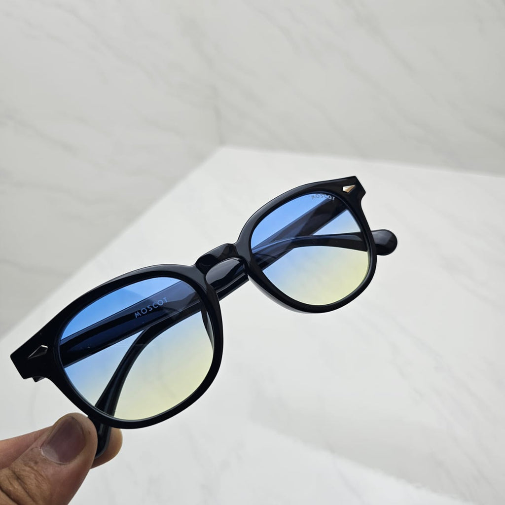 Lunettes Moscot noire – Verres bleus dégradé