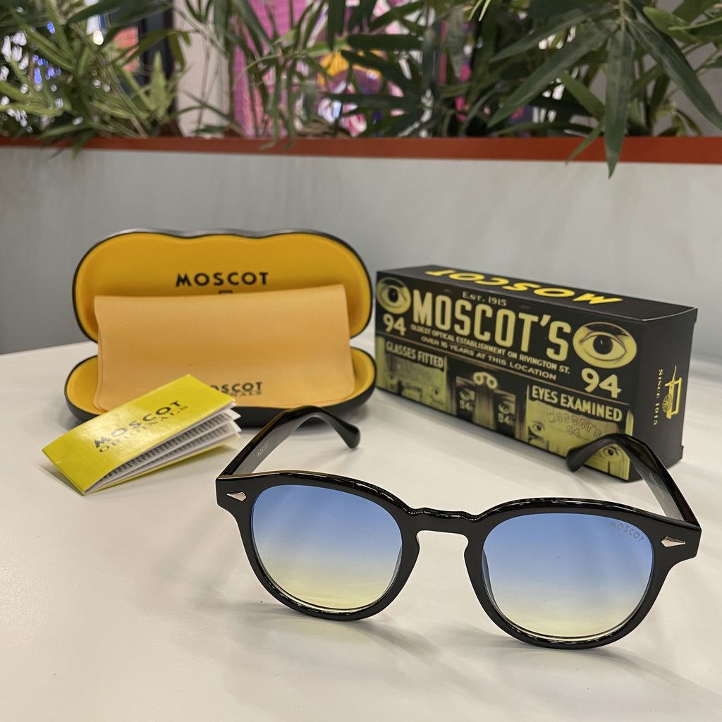 Lunettes Moscot noire – Verres bleus dégradé