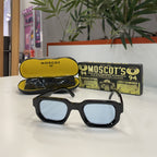 Lunettes MOSCOT rectangulaires noires – Verres bleu clair