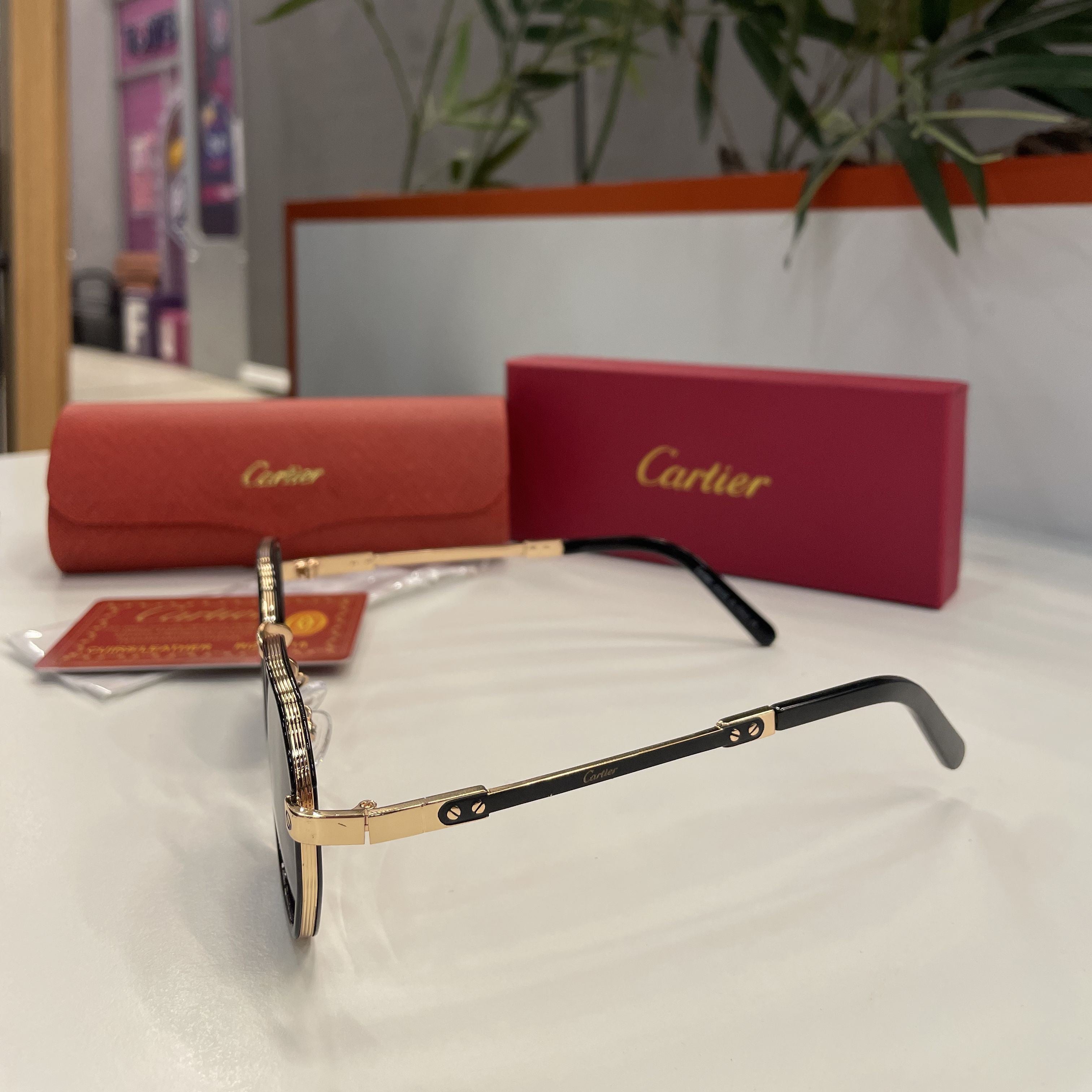 Lunettes Cartier  – Monture Octogonale Noir & Or