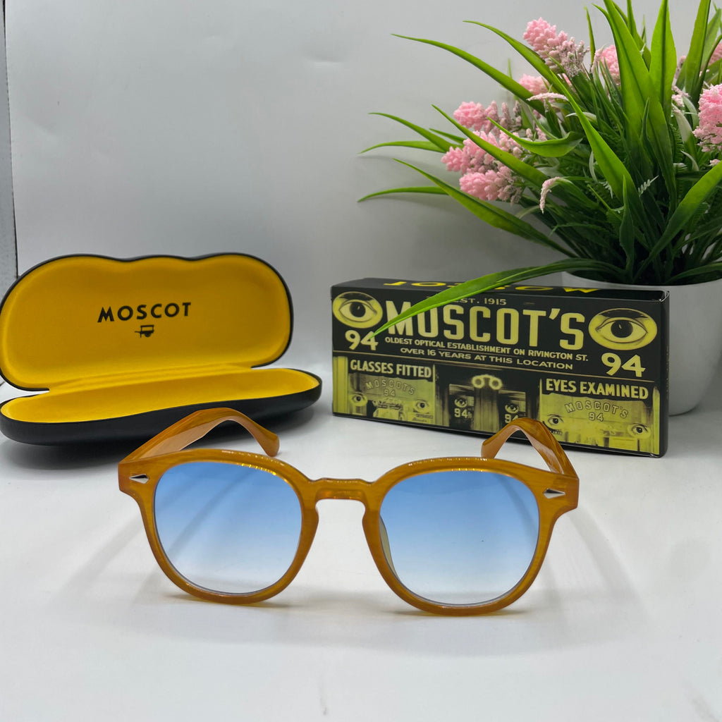Lunettes Moscot orange – Verres Bleu dégradé