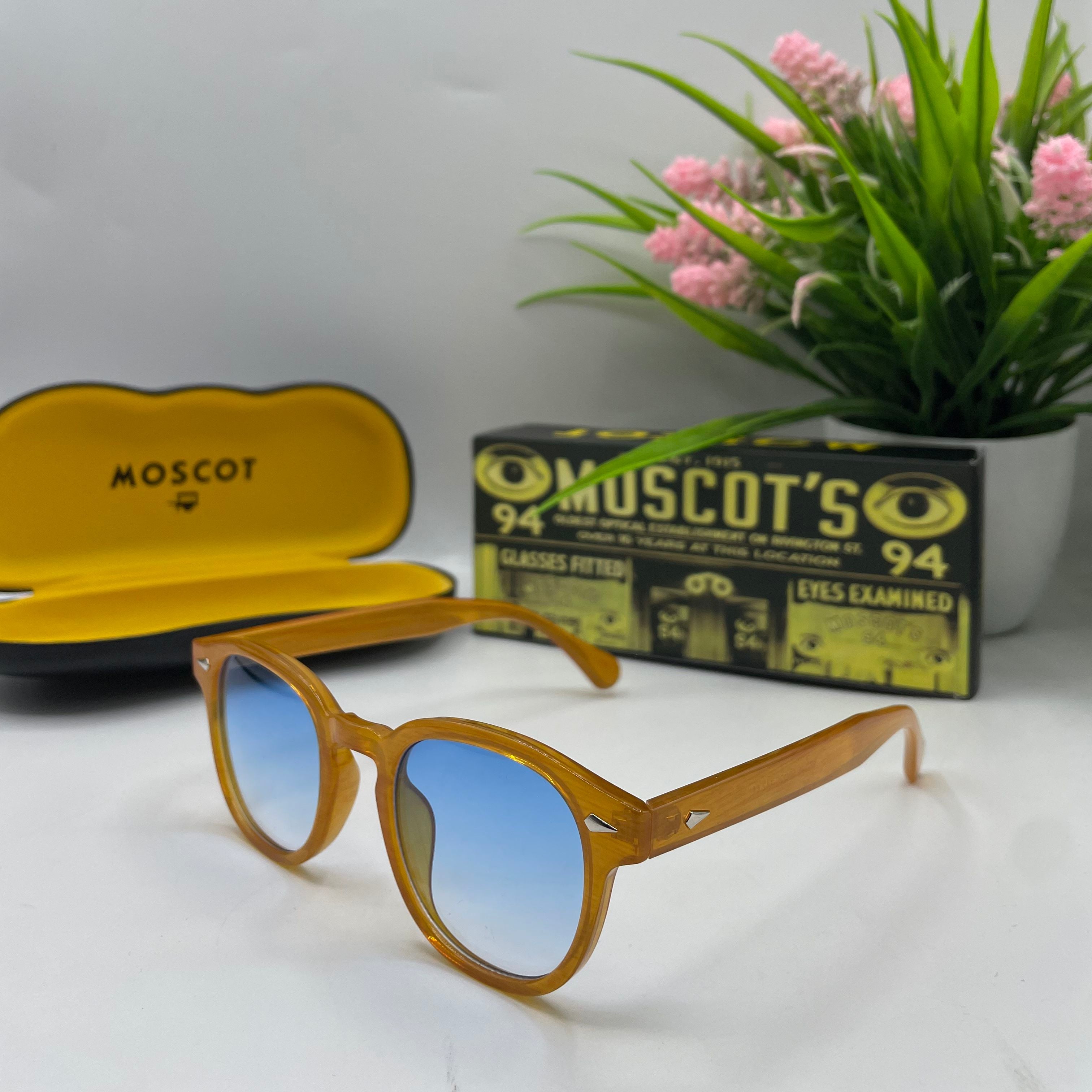 Lunettes Moscot orange – Verres Bleu dégradé