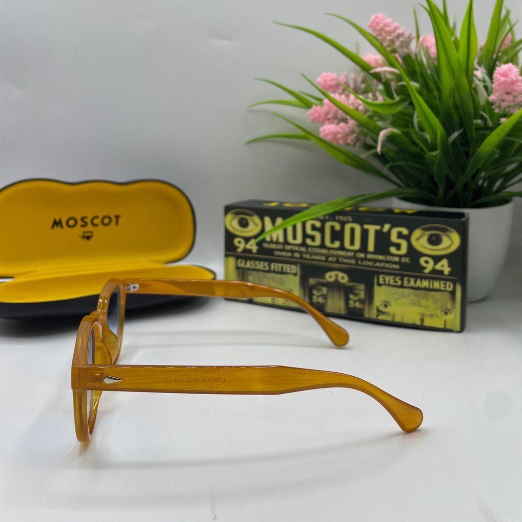 Lunettes Moscot orange – Verres Bleu dégradé