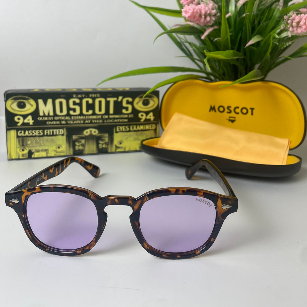 Lunettes MOSCOT Rondes Écaille Tortoiseshell – Verres Violet Clair Tendance