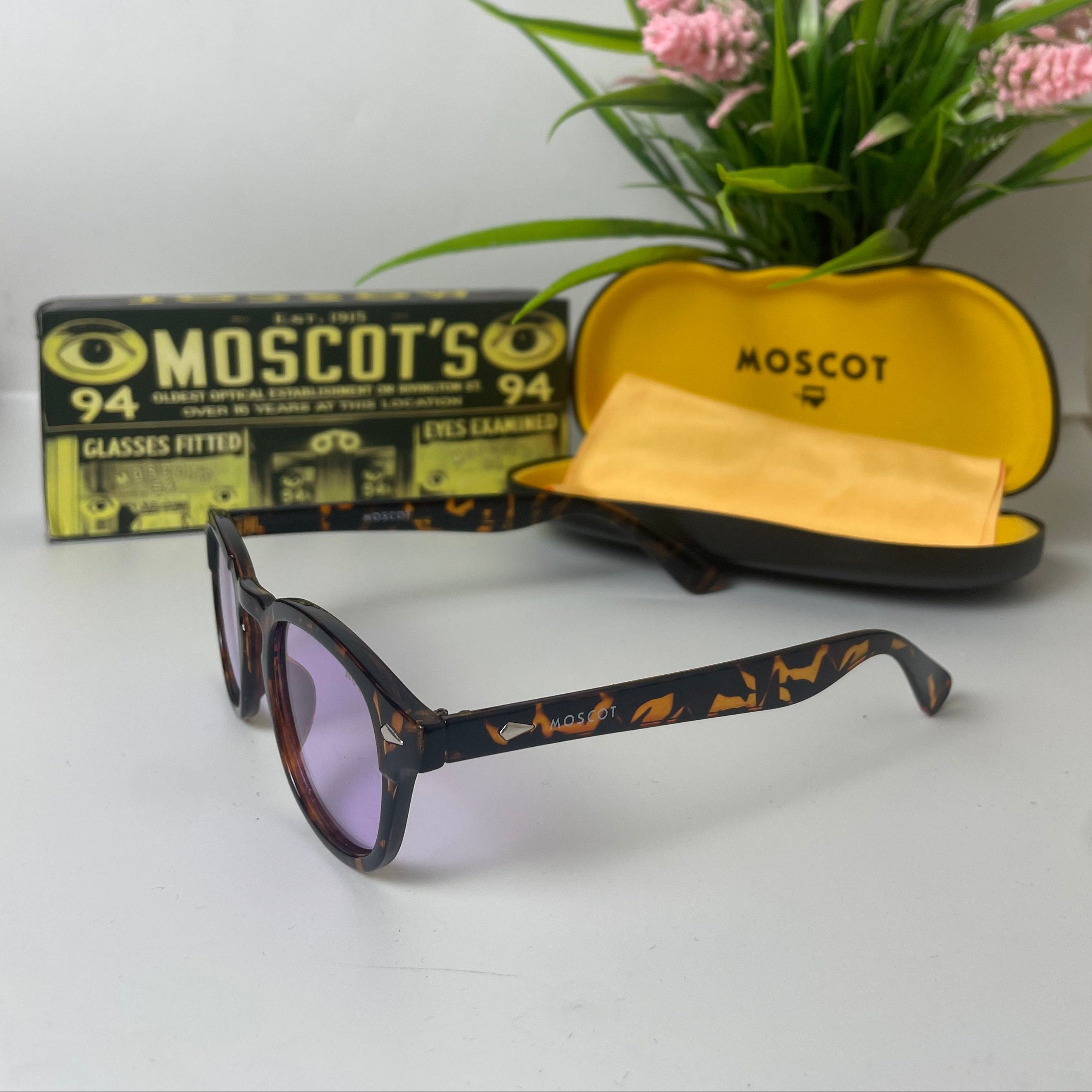 Lunettes MOSCOT Rondes Écaille Tortoiseshell – Verres Violet Clair Tendance