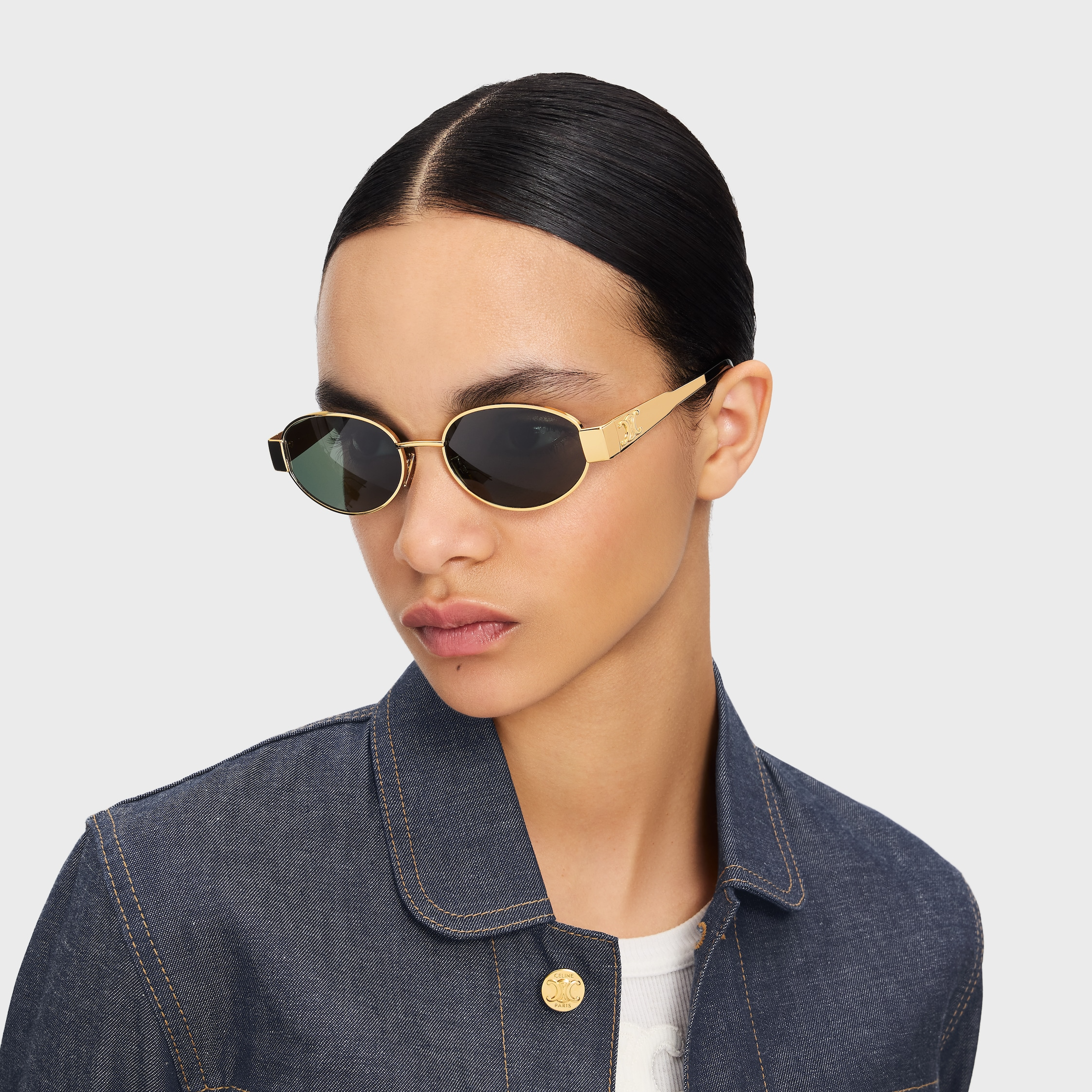 Lunettes Céline Triomphe – Monture Dorée Verres Noire Ovales